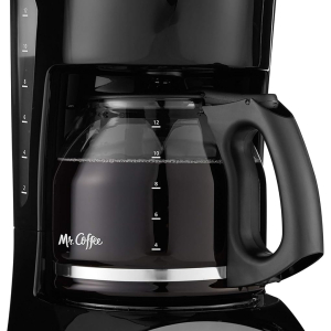 Mr. Coffee Black Coffee Maker, 12 Cups, with Auto Pause and Glass Carafe, Perfect for Home and Office Use