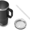YETI Rambler 25 oz Tumbler with Handle and Straw Lid, Travel Mug Water Tumbler, Vacuum Insulated Cup with Handle, Stainless Steel, Black
