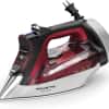 Rowenta Iron, Focus Excellence Stainless Steel Soleplate Steam Iron for Clothes, Retractable Cord, 400+ Microsteam Holes, Powerful steam, LED Display, 1750 W Ironing Clothes, Cordreel, Red DW5433