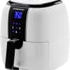 OVENTE Compact Air Fryer, 3.2 Quart Electric Hot Cooker with 1400W Power, Digital LED Touch Screen, Auto Shutoff, Dishwasher Safe Non-Stick Basket, Perfect for Healthy & Oilless Food, White FAD61302W