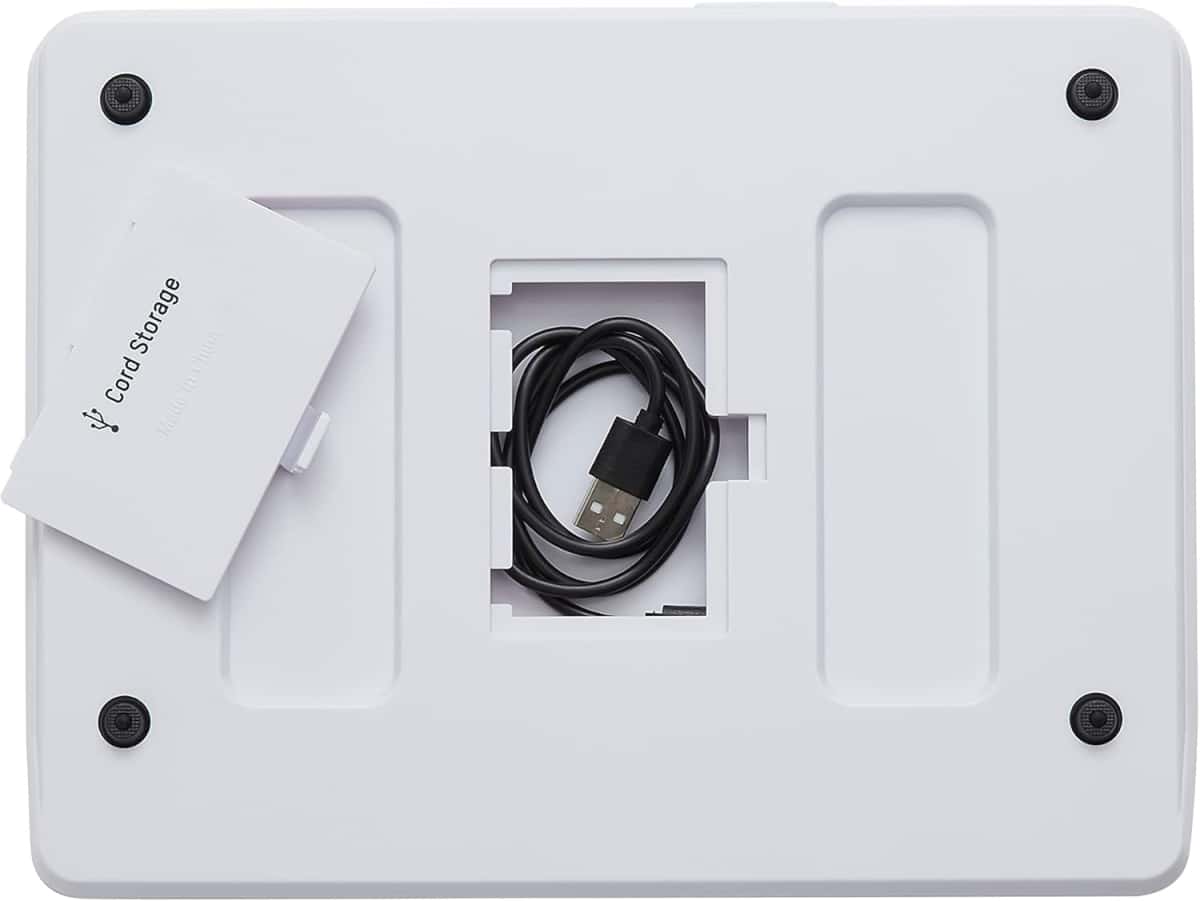 Taylor 22LB High Capacity Kitchen Food Scale with Stainless Steel Surface, Backlit Display, and USB Recharging Cord Included, White