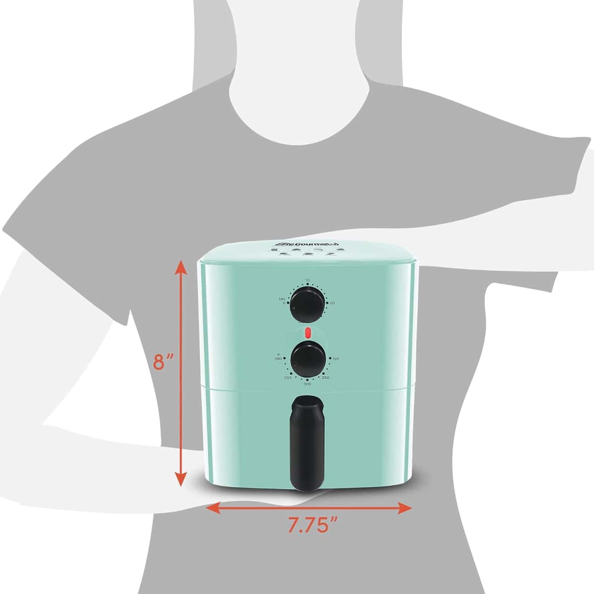 Elite Gourmet EAF-3218BL Personal 1.1Qt Compact Space Saving Electric Hot Air Fryer Oil-Less Healthy Cooker, Timer & Temperature Controls, PFOA Free, Mint