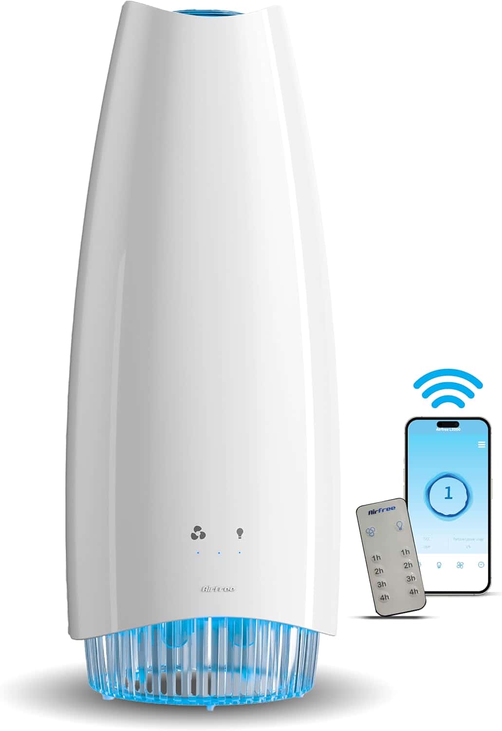 Airfree Elite Filterless Silent Room Air Purifier, No Maintenance, Destroys 99.99% Mold, Bacteria, Viruses, Activatable Capsules traps odors, smoke, area 750 sq ft (White)