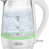BELLA 1.7 Liter Glass Electric Kettle, Quickly Boil 7 Cups of Water in 6-7 Minutes, Soft Green LED Lights Illuminate While Boiling, Cordless Portable Water Heater, Carefree Auto Shut-Off, White