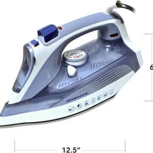 OVENTE Steam Iron for Clothes, 1200W Flat Iron with Non-Stick Ceramic Soleplate, Precise Thermostat Dial, Auto Shutoff, Self-Cleaning, Anti-Drip & 11.83oz Water Tank for Ironing Fabrics, Blue IRNL77BL