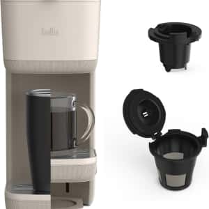 BELLA Single Serve Coffee Maker, K Cup & Coffee Ground Compatible with Removable, Adjustable Drip Tray, Auto Shutoff & Reusable Dishwasher Safe Accessories, Brews 6oz to 14oz, 1000 Watt, Oatmilk