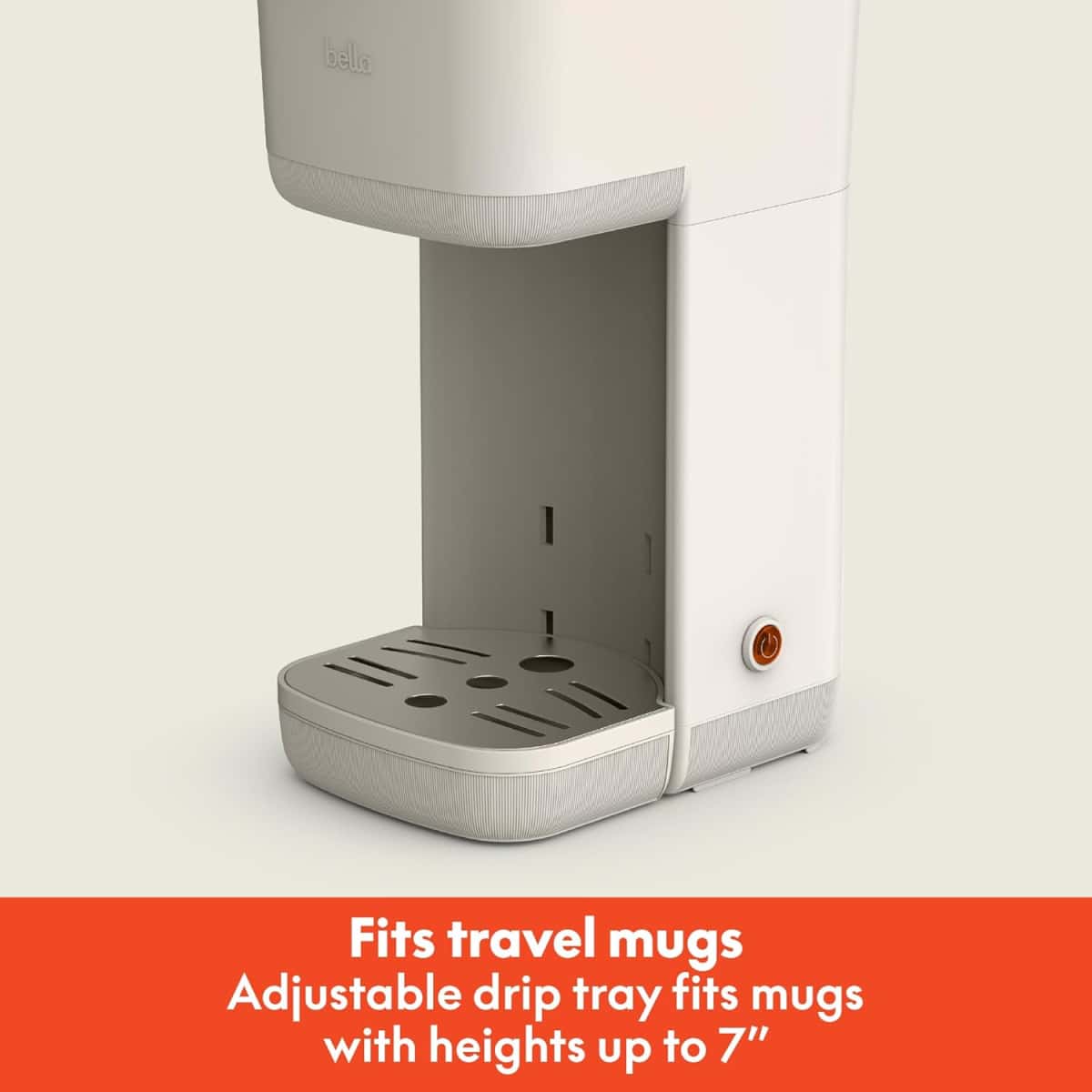 BELLA Single Serve Coffee Maker, K Cup & Coffee Ground Compatible with Removable, Adjustable Drip Tray, Auto Shutoff & Reusable Dishwasher Safe Accessories, Brews 6oz to 14oz, 1000 Watt, Oatmilk