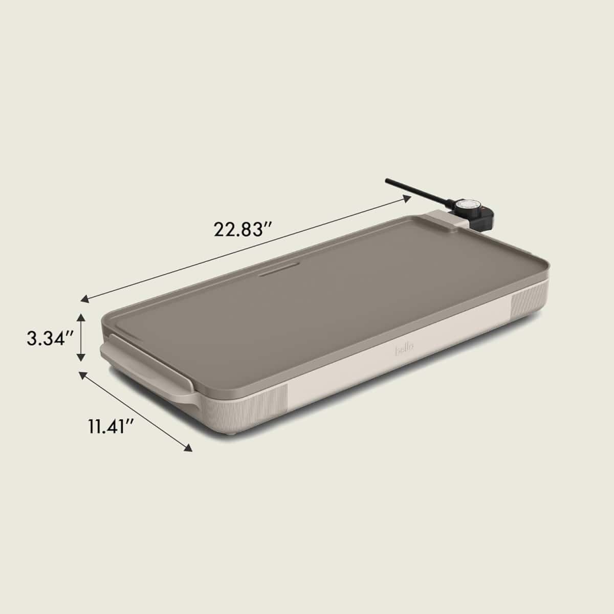 bella 12" x 22" Electric Griddle with EverGood™ Ceramic Nonstick Coating, Removable Temperature Probe, Dishwasher-Safe Drip Tray & Cool Touch Handles, Cook up to 15 Eggs, 1500 Watt, Oatmilk