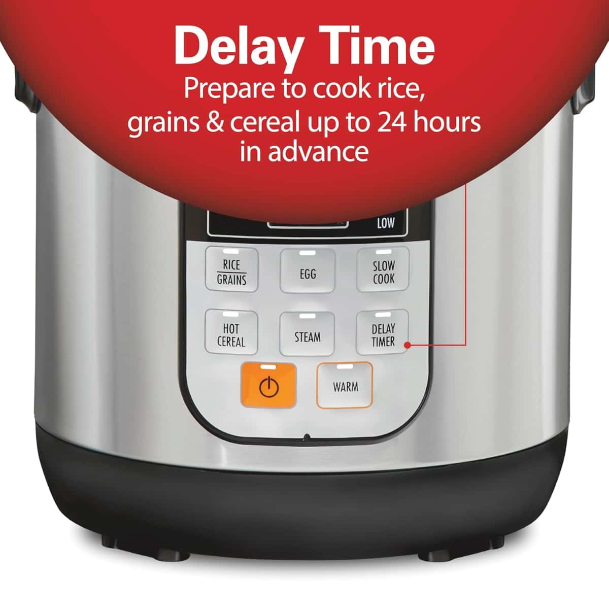 Hamilton Beach Digital Programmable Rice Cooker & Food Steamer, with Slow Hard-Boiled Egg Functions, Egg/Steam Tray, Small & Compact, 6 Cups Cooked (3 Uncooked), Stainless Steel (37524)