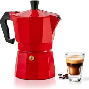 Mixpresso Red 3 Cup Moka Pot Cuban Coffee Maker, Moka Pot for Gas, Electric Stove Top, Classic Italian Coffee Maker, Stovetop Espresso Maker, Camping Pot Makes 3 Espresso Cup 5 Oz