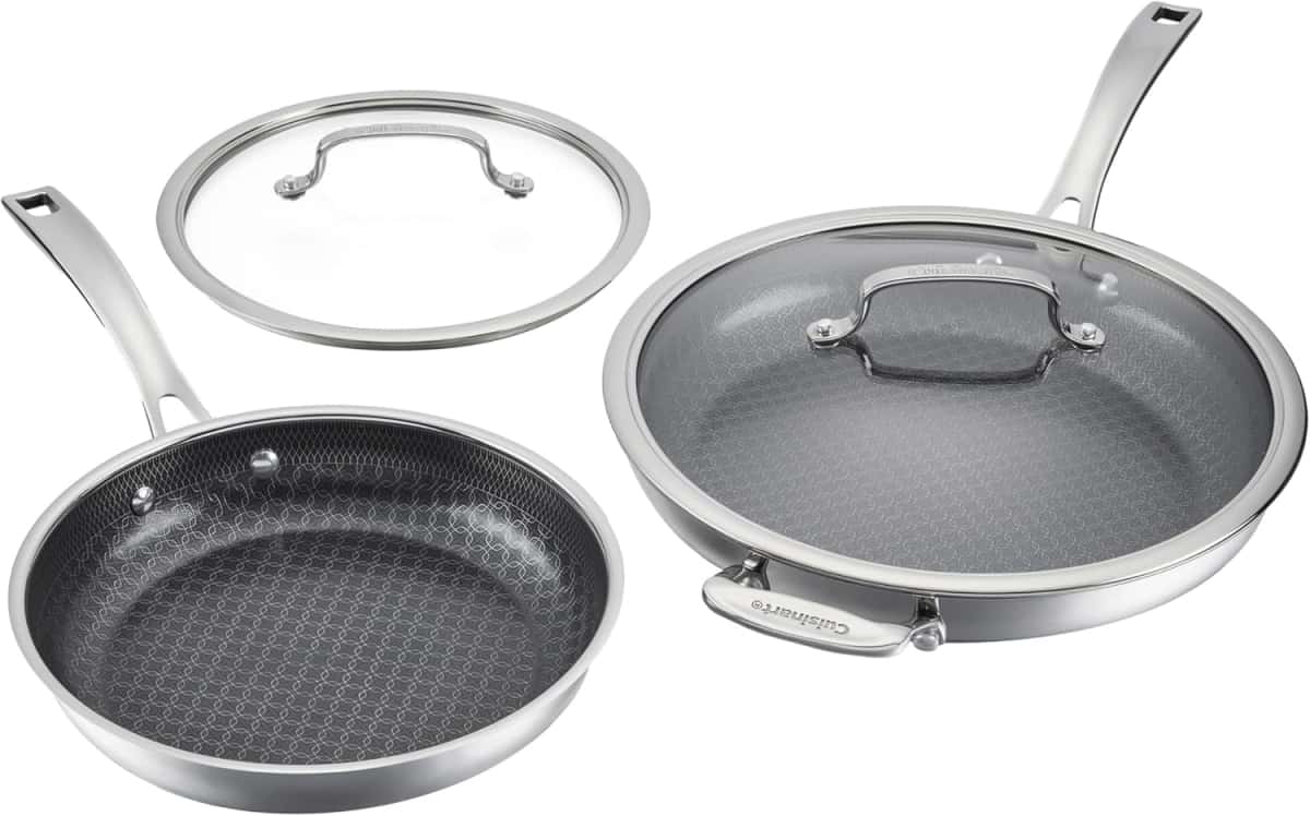 CUISINART FusionPlus Nonstick Stainless Steel Cookware Set, 4-Piece Skillet Cooking Set with PFAS-Free PURELYSEAR Ceramic Non Stick Technology, Scratch Proof, Cool Grip Handles, Dishwasher Safe