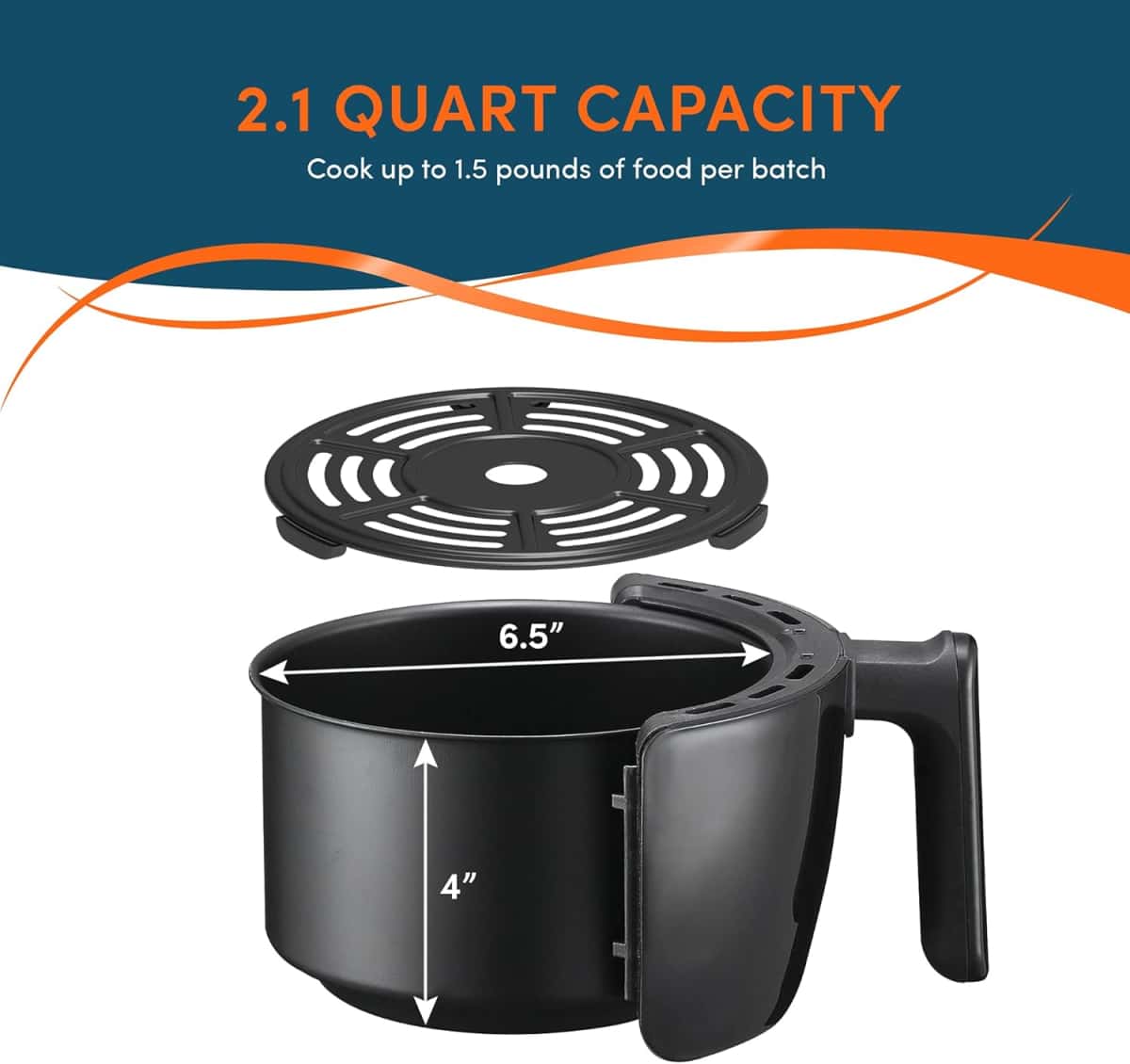 Elite Gourmet EAF-0201 Personal Compact Space Saving Electric Hot Air Fryer Oil-Less Healthy Cooker, Timer & Temperature Controls, 1000W, 2.1 Quart, Black