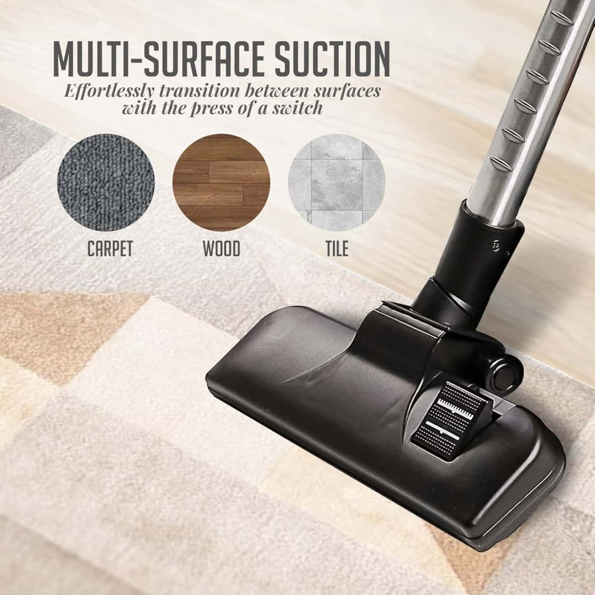 OVENTE Bagless Canister Vacuum Cleaner with Powerful Multi-Surface Suction, Telescoping Wand and Automatic Cord Rewind, Lightweight Corded Cleaning Machine with Sofa/Pet Brush Included, Black ST2010