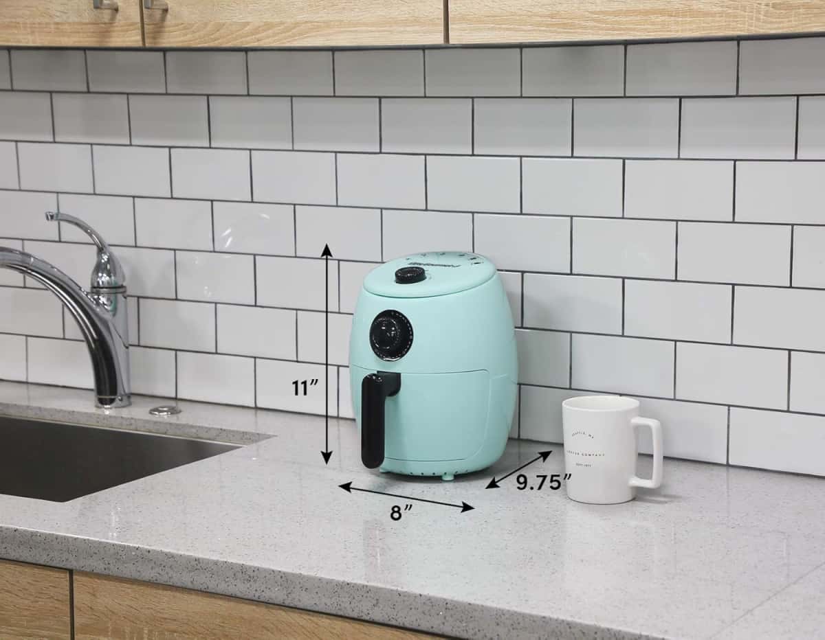 Elite Gourmet EAF0201BLX Personal Compact Space Saving Electric Hot Air Fryer Oil-Less Healthy Cooker, Timer & Temperature Controls, 1000W, 2.1 Quart, Mint