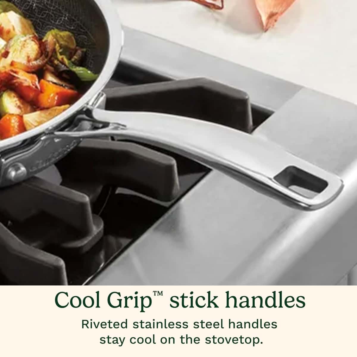 CUISINART FusionPlus Nonstick Stainless Steel Cookware Set, 4-Piece Skillet Cooking Set with PFAS-Free PURELYSEAR Ceramic Non Stick Technology, Scratch Proof, Cool Grip Handles, Dishwasher Safe