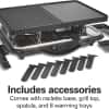 Hamilton Beach Electric Indoor Raclette Table Grill, 200 sq. in. PFAS-Free Nonstick Griddle Serves up to 8 People for Parties and Family Fun, Includes 8 Warming Trays, Black (31612MN-MX)