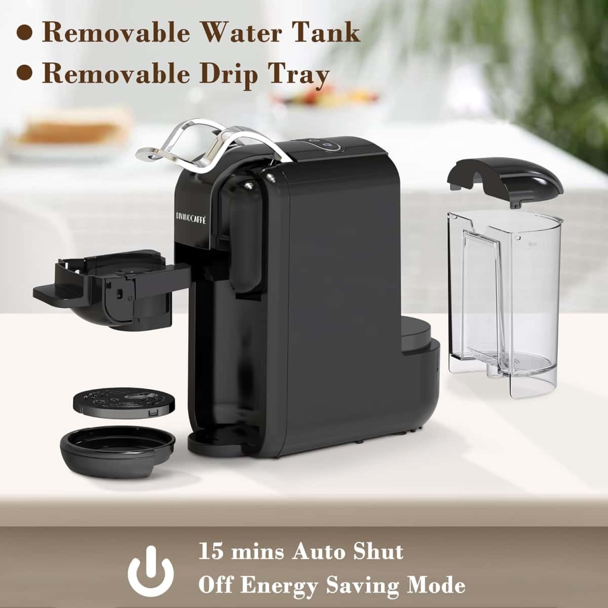 Espresso Maker for Nespresso Capsule, Lavazza Blue Capsule & Coffee Powder, 19 Bar Pump Pressure Makes Authentic Espresso Coffee, Mini Espresso Coffee Machines with Removable Water Tank.