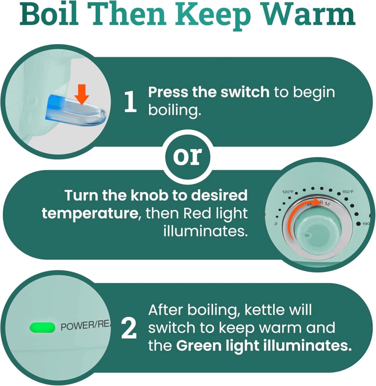 Elite Gourmet EKT1220M 1.2L Electric BPA-Free 1200W Glass Kettle, Temperature Dial Keep Warm Function, Cordless 360° Base, Blue LED Interior, Auto Shut-Off Function – Quick Boil, Mint