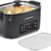 Hamilton Beach 6 Quart 9-in-1 Programmable Slow Cooker with Sear, Browning, Rice, Steam, Sauté, Roast Delay Start & Keep Warm Functions, Nonstick PFAS-Free Dishwasher Safe Crock, Black (33604)