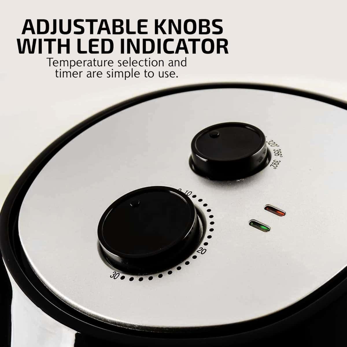 OVENTE Compact Air Fryer for Healthy and Oilless Cooking, 3.2 Qt Nonstick & Dishwasher Safe Basket, 1300W Electric Cooker w/ Adjustable Temperature Control, 30Min Timer & Auto Shutoff, Black FAM11320B