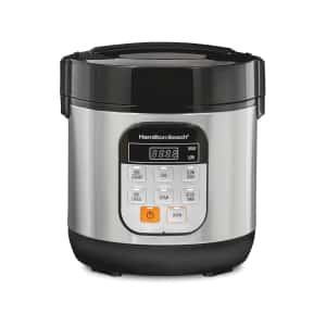 Hamilton Beach Digital Programmable Rice Cooker & Food Steamer, with Slow Hard-Boiled Egg Functions, Egg/Steam Tray, Small & Compact, 6 Cups Cooked (3 Uncooked), Stainless Steel (37524)