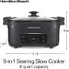 Hamilton Beach 6 Quart 9-in-1 Programmable Slow Cooker with Sear, Browning, Rice, Steam, Sauté, Roast Delay Start & Keep Warm Functions, Nonstick PFAS-Free Dishwasher Safe Crock, Black (33604)