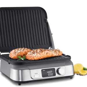 Cuisinart Electric Griddler FIVE Countertop Grill, Enjoy 5-in-1 Functions Including Panini Press, LCD Display, Wide Temperature Range, and Sear Function, Nonstick Plates, GR-5NAS, Stainless Steel
