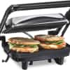 Hamilton Beach Panini Press Sandwich Maker & Electric Indoor Grill with Locking Lid, Opens Wide to Fit Any Thickness for Quesadillas, Burgers & More, Nonstick 8" x 10" Grids, Chrome (25460AG)