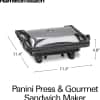 Hamilton Beach Panini Press Sandwich Maker & Electric Indoor Grill with Locking Lid, Opens Wide to Fit Any Thickness for Quesadillas, Burgers & More, Nonstick 8" x 10" Grids, Chrome (25460AG)