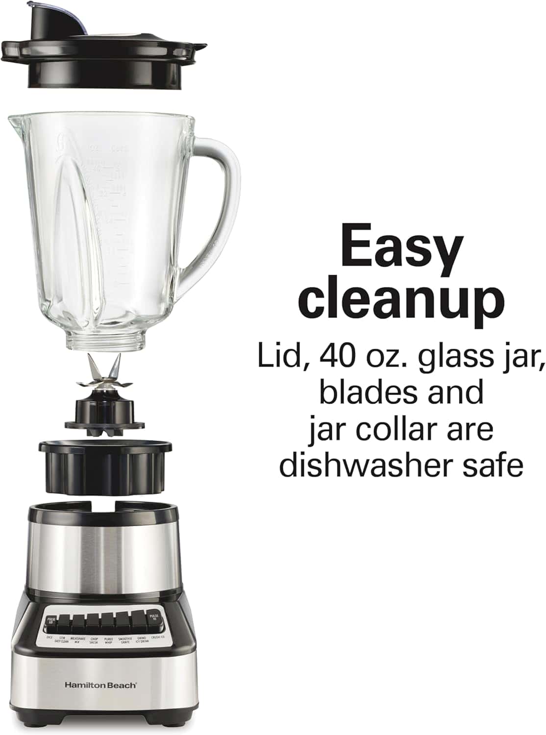 71XGSA3AyfL._AC_SL1500_ Hamilton Beach Wave Crusher Blender For Smoothies With 40 Oz Glass Jar and 14 Functions, Ice Sabre Blades & 700 Watts for Consistently Smooth Results, Black + Stainless Steel (54221)