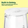 BELLA 1.7 Liter Glass Electric Kettle, Quickly Boil 7 Cups of Water in 6-7 Minutes, Soft Green LED Lights Illuminate While Boiling, Cordless Portable Water Heater, Carefree Auto Shut-Off, White