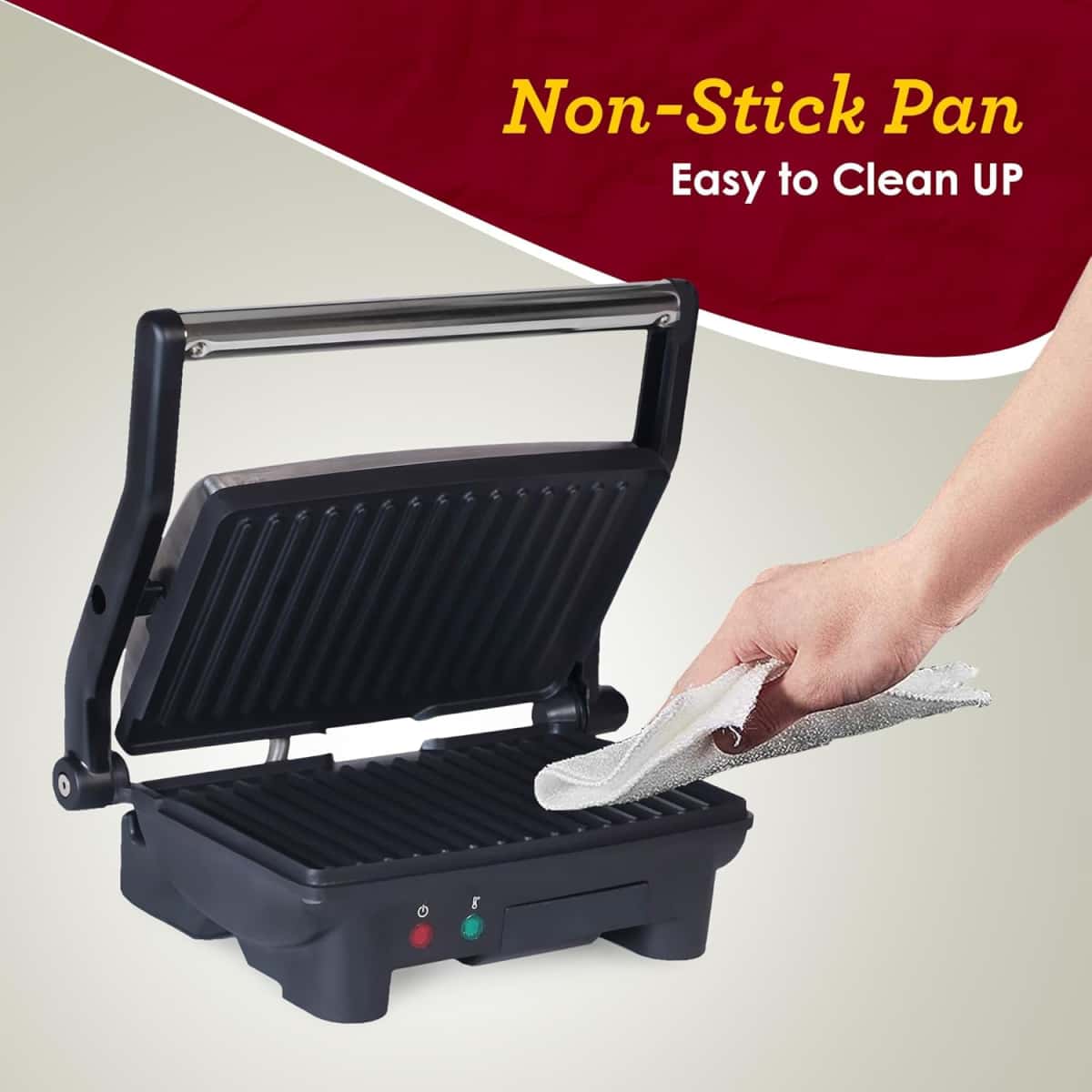 Elite Gourmet EPN-2976 2-in-1 Nonstick Panini Press & Indoor Grill, Opens 180-Degree Gourmet Sandwich Maker, Floating Hinge Fits All Foods, Contact Grill with Removable Grease Tray, Stainless Steel