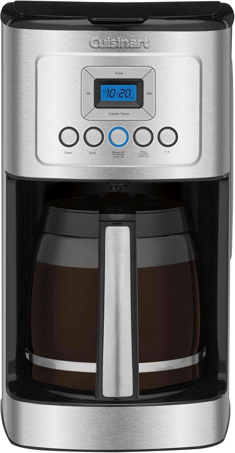 Cuisinart 14-Cup Coffee Maker, Programmable PerfecTemp Glass Carafe Coffee Machine with 1-4 Cup Setting, Brew Strength Control and Brew Pause, Stainless Steel, DCC-3200NAS