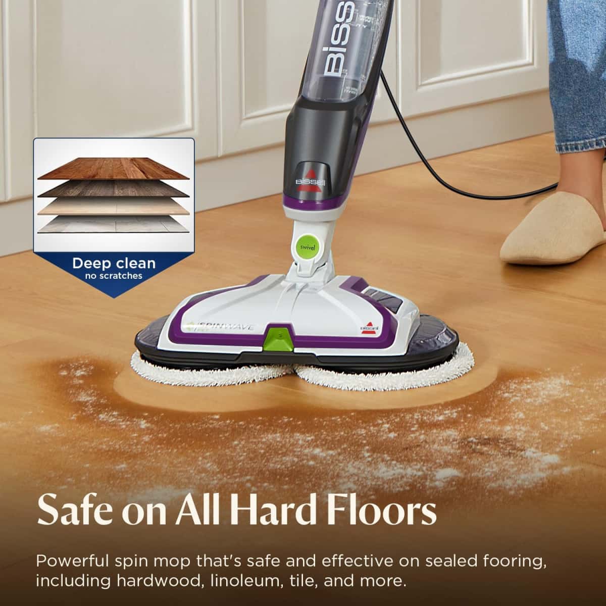 BISSELL® SpinWave Pet Hard Floor Corded Spin Mop Cleaner with Washable mop Pads for Sealed Hard Floors, 20399