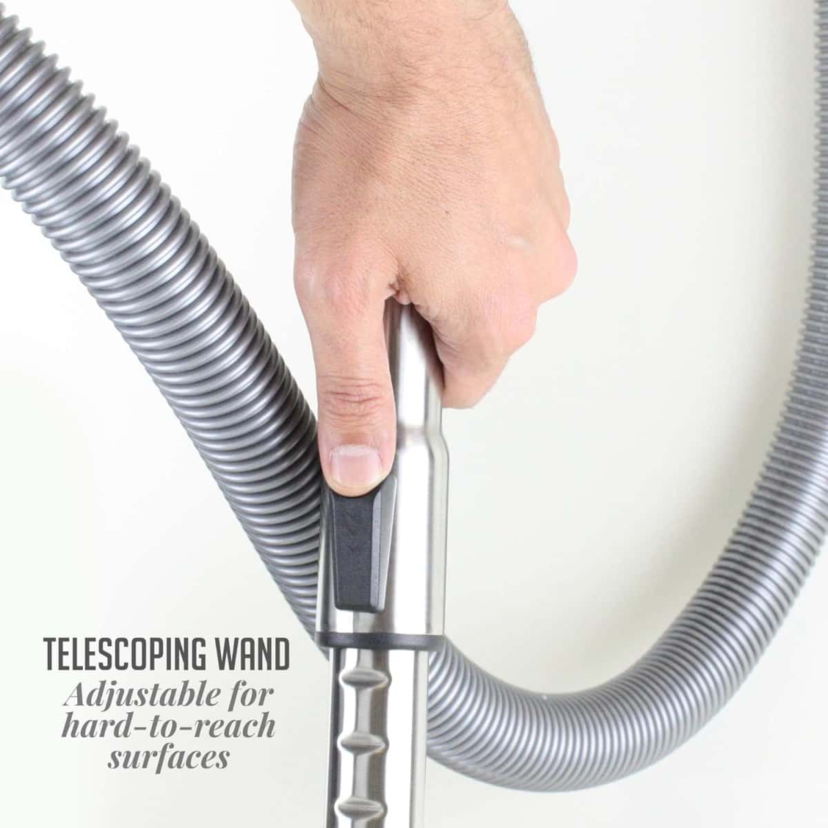 OVENTE Bagless Canister Vacuum Cleaner with Powerful Multi-Surface Suction, Telescoping Wand and Automatic Cord Rewind, Lightweight Corded Cleaning Machine with Sofa/Pet Brush Included, Black ST2010