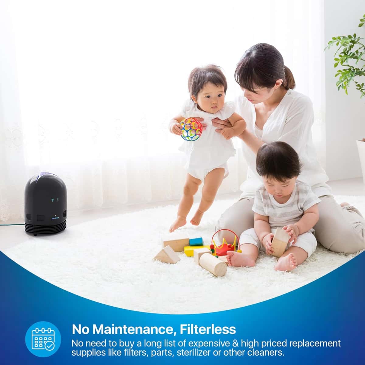 Airfree P3000 New 2025 Design, Silent, Maintenance-free, filterless, efficiently destroys mold, allergens, bacteria, viruses. Air Sterilization core lasts up to 20 years, Extra boost when needed