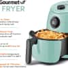 Elite Gourmet EAF0201BLX Personal Compact Space Saving Electric Hot Air Fryer Oil-Less Healthy Cooker, Timer & Temperature Controls, 1000W, 2.1 Quart, Mint