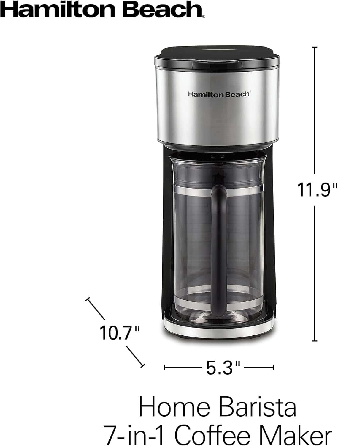 Hamilton Beach Home Barista 7-in-1 Small Coffee Maker with Seven Ways to Brew, 6 Cup Carafe, Drip, Single Serve, French Press, Pour Over, Cold Brew, Easy-Fill Reservoir, Black (46251)
