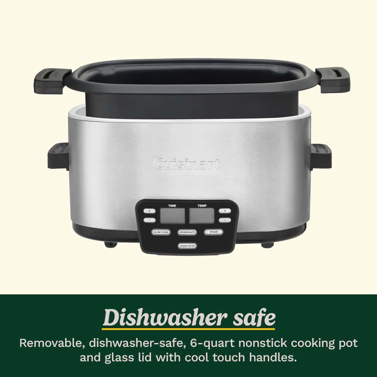 Cuisinart 3-In-1 Cook Central 6-Quart Multi-Cooker: Slow Cooker, Brown/Saute, Steamer, MSC-600 NAS, Silver