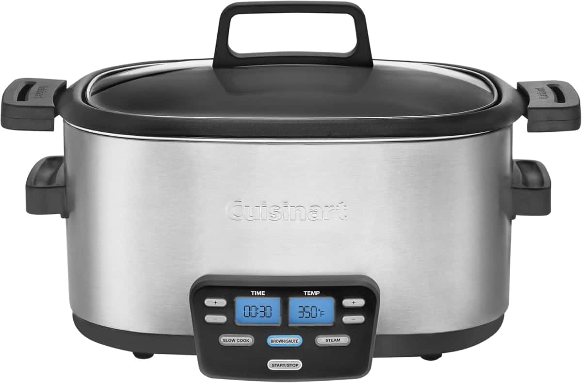 Cuisinart 3-In-1 Cook Central 6-Quart Multi-Cooker: Slow Cooker, Brown/Saute, Steamer, MSC-600 NAS, Silver