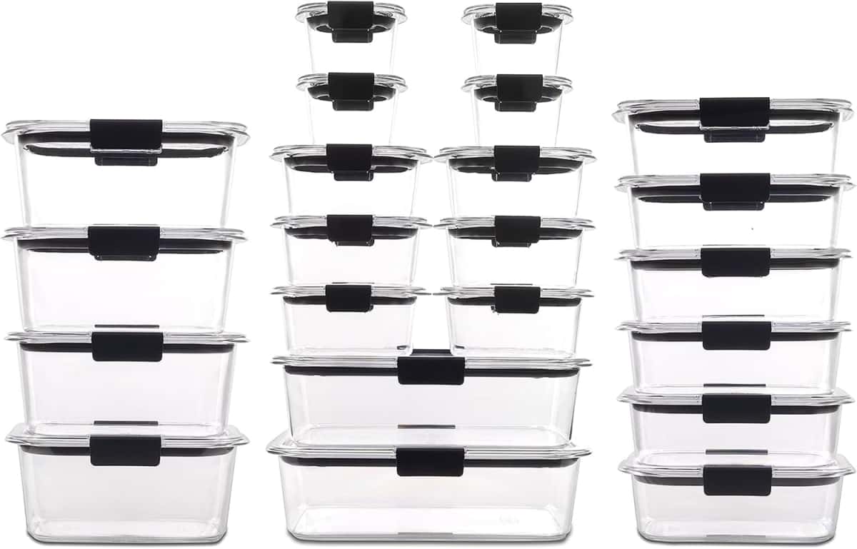 Rubbermaid Brilliance BPA Free 44-Piece Food Storage Containers Set Airtight Leak-Proof with Lids for Meal Prep Lunch and Leftovers