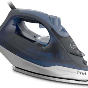 T-fal, Iron, Express Steam Iron for Clothes, Durilium Soleplate, Precision Tip, 30 Second Auto Shut Off, 1600 Watts, Anti-Drip, Ironing, Blue Clothes Iron, FV2886U0