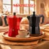 Mixpresso Red 3 Cup Moka Pot Cuban Coffee Maker, Moka Pot for Gas, Electric Stove Top, Classic Italian Coffee Maker, Stovetop Espresso Maker, Camping Pot Makes 3 Espresso Cup 5 Oz