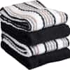 T-Fal Premium Kitchen Towel (4-Pack), 16"x26" Highly Absorbent, Super Soft Long Lasting 100% Cotton Solid/Check Hand Towels, Tea Towels, Charcoal