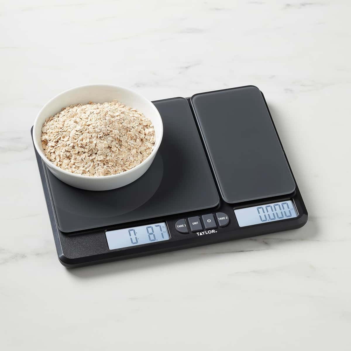 Taylor Dual Platform Food Kitchen Scale, Digital Grams and Ounces for Weight Loss, Baking, Cooking, Meal Prep, Spices, and Coffee, Backlit Display, Glass Platforms, 15lb, and 16oz Capacity, Black