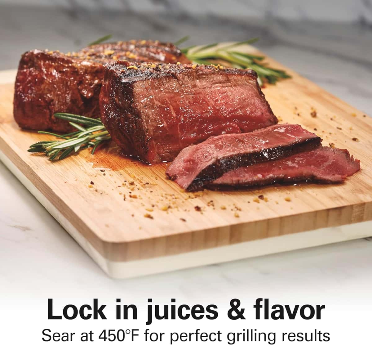 Hamilton Beach Electric Indoor Searing Grill with Viewing Window & Adjustable Temperature Control to 450F, 118 sq. in. Surface Serves 6, PFAS-Free Removable Nonstick Grate, Stainless Steel