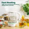 BELLA 1.7 Liter Glass Electric Kettle, Quickly Boil 7 Cups of Water in 6-7 Minutes, Soft Green LED Lights Illuminate While Boiling, Cordless Portable Water Heater, Carefree Auto Shut-Off, White