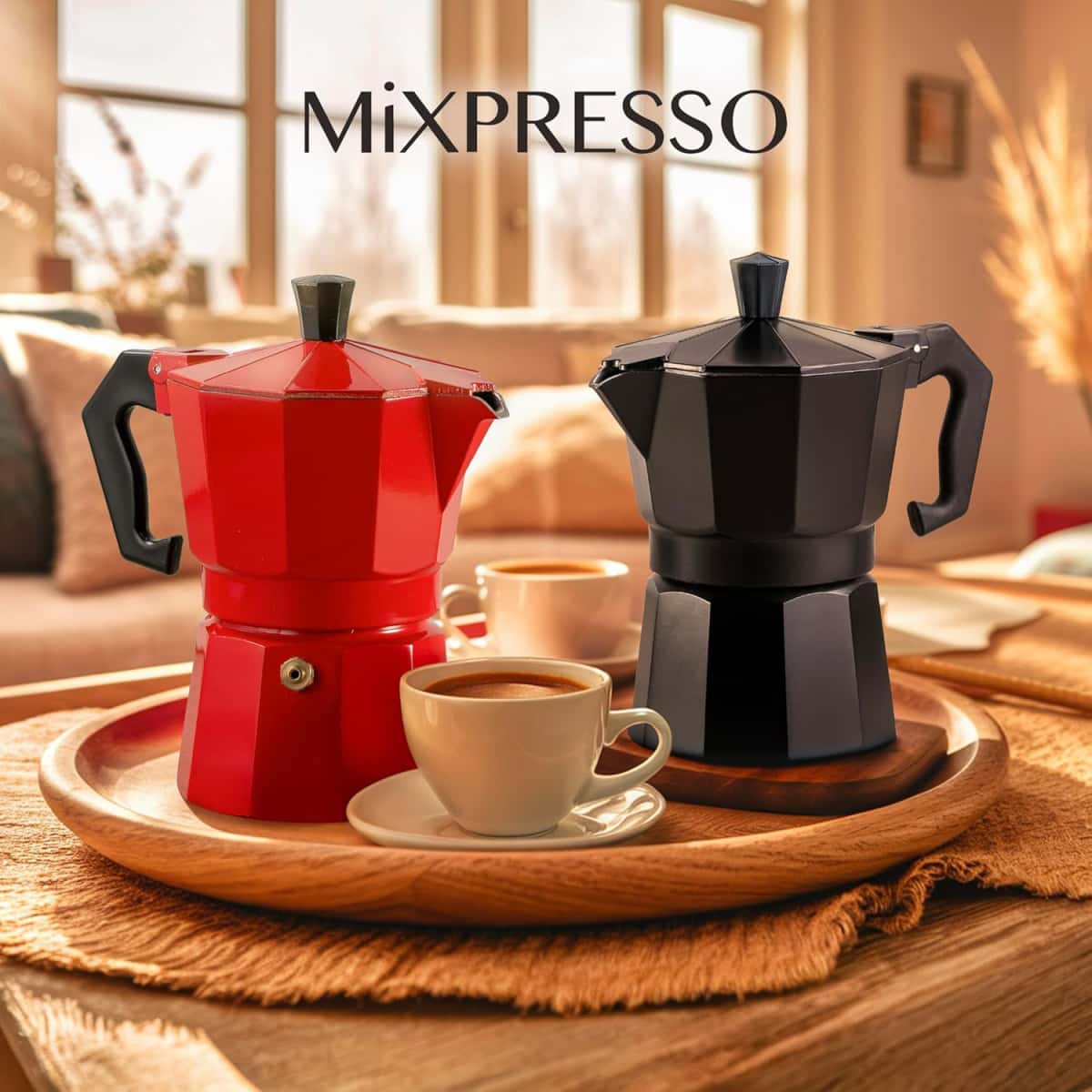 Mixpresso Black 3 Cup Moka Pot Cuban Coffee Maker, Moka Pot for Gas, Electric Stove Top, Classic Italian Coffee Maker, Stovetop Espresso Maker, Camping Pot Makes 3 Espresso Cup 5 Oz