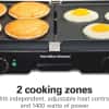 Hamilton Beach 3-in-1 Electric Indoor Grill + Griddle, 8-Serving, Reversible Nonstick Plates, 2 Cooking Zones with Adjustable Temperature (38546), Black