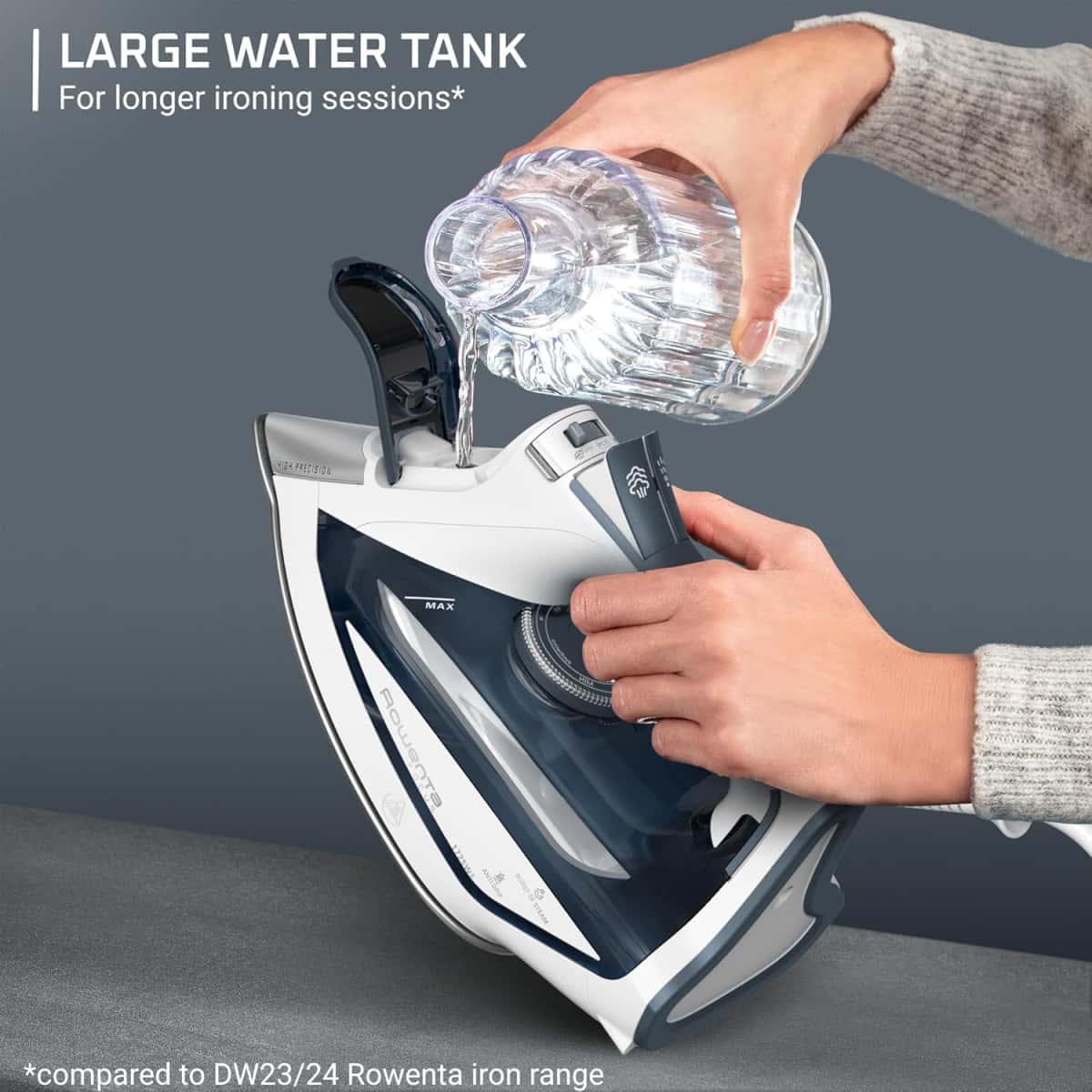 Rowenta Iron Steamer for Clothes, Focus Stainless Steel Soleplate, 400 Microsteam Holes, Powerful Steam Iron, Lightweight, Leakproof, 1725 Watts